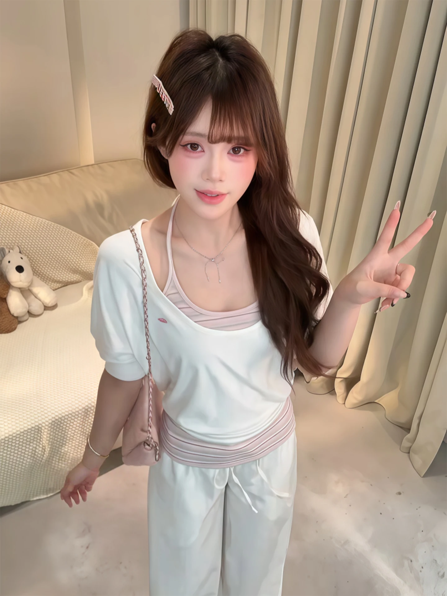 

plus Size Casual Stripe Crop Top And Shorts Set Women's Summer Lazy Style Neck Hanging Sleeveless Two-Piece Ensemble