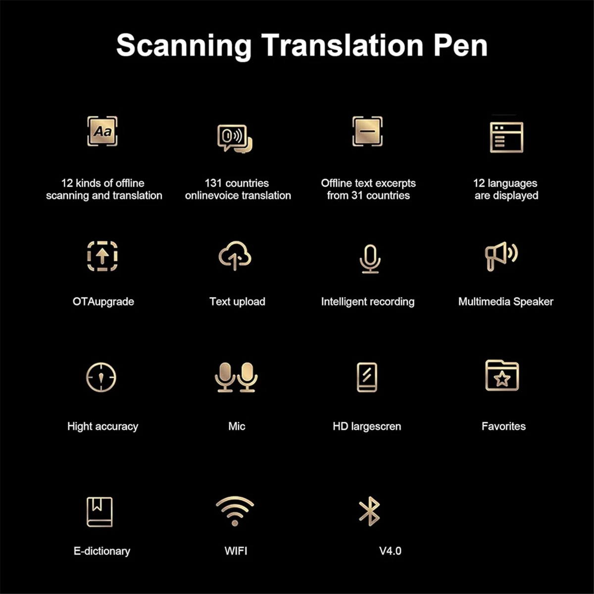 Scan Reader Pen, OCR Digital Pen Reader, Text to Speech Reading Pen, Voice Translator Machine 131 Language Translator HOT