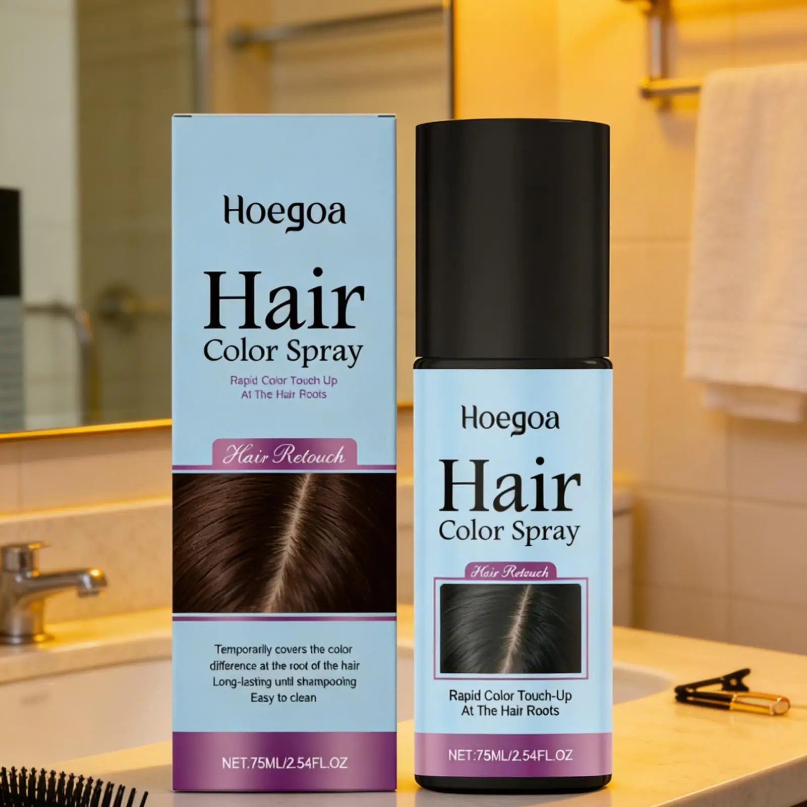 Hoegoa Hair Color Spray Hair Styling Products High Coverage DIY Party Styling Hair Roots Cover One Time Temporary Hair Dye Spray