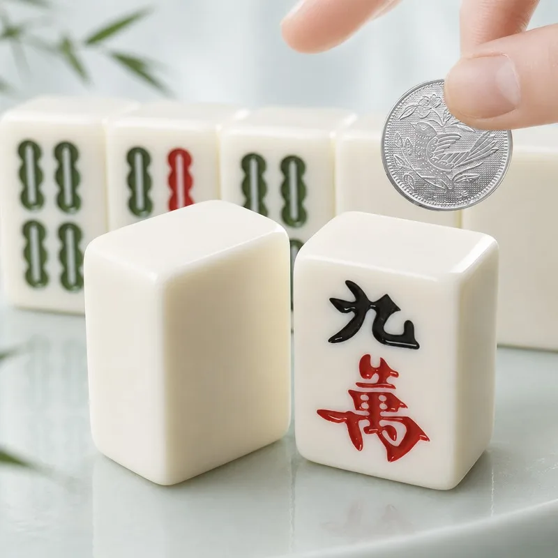 Mahjong tiles are hand-rubbed large and medium first-class hand-played Sichuan sparrow red mid-to-high-end ivory gift