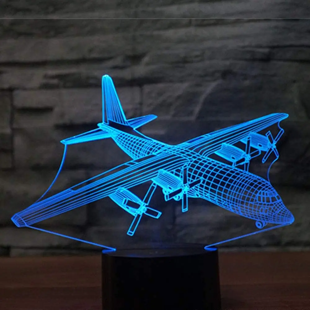 Flugzeug Flugzeug 3D Led Lampe Abstractive Optische Illusion Nacht Licht 7 Farbe Ändern Touch Schalter USB Powered Nachtlicht Geschenk