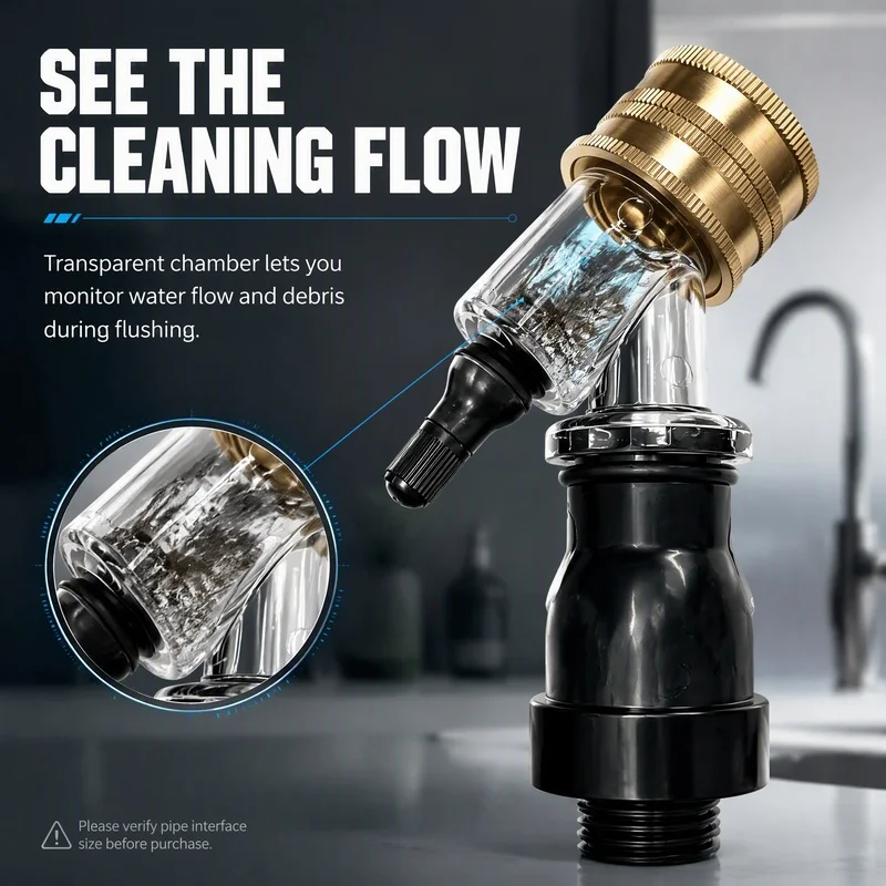 Transparent Visual Water Filter Adapter Tap Water Pre‑Filter Detachable Sediment Impurity Removal Filter For Kitchen Faucet Wate view 2