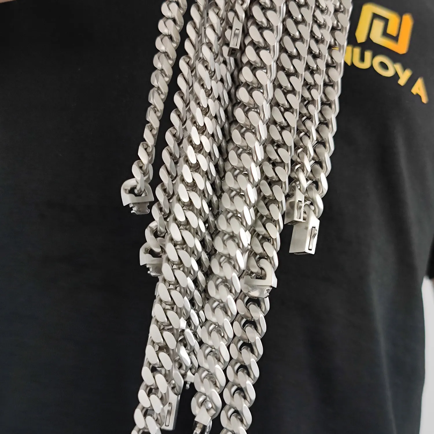 Stainless Steel Cuban Link Chain Necklace For Male 9/11/13MM Width Miami Matte Cuban Chain Hip Hop Jewelry