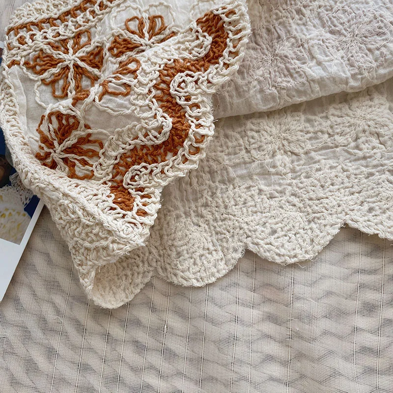 Boring Honey Contrast Color Embroidery Crop Top Korean Style Be All-Match Wavy-Edge Tank Tops Women Round Collar Tops