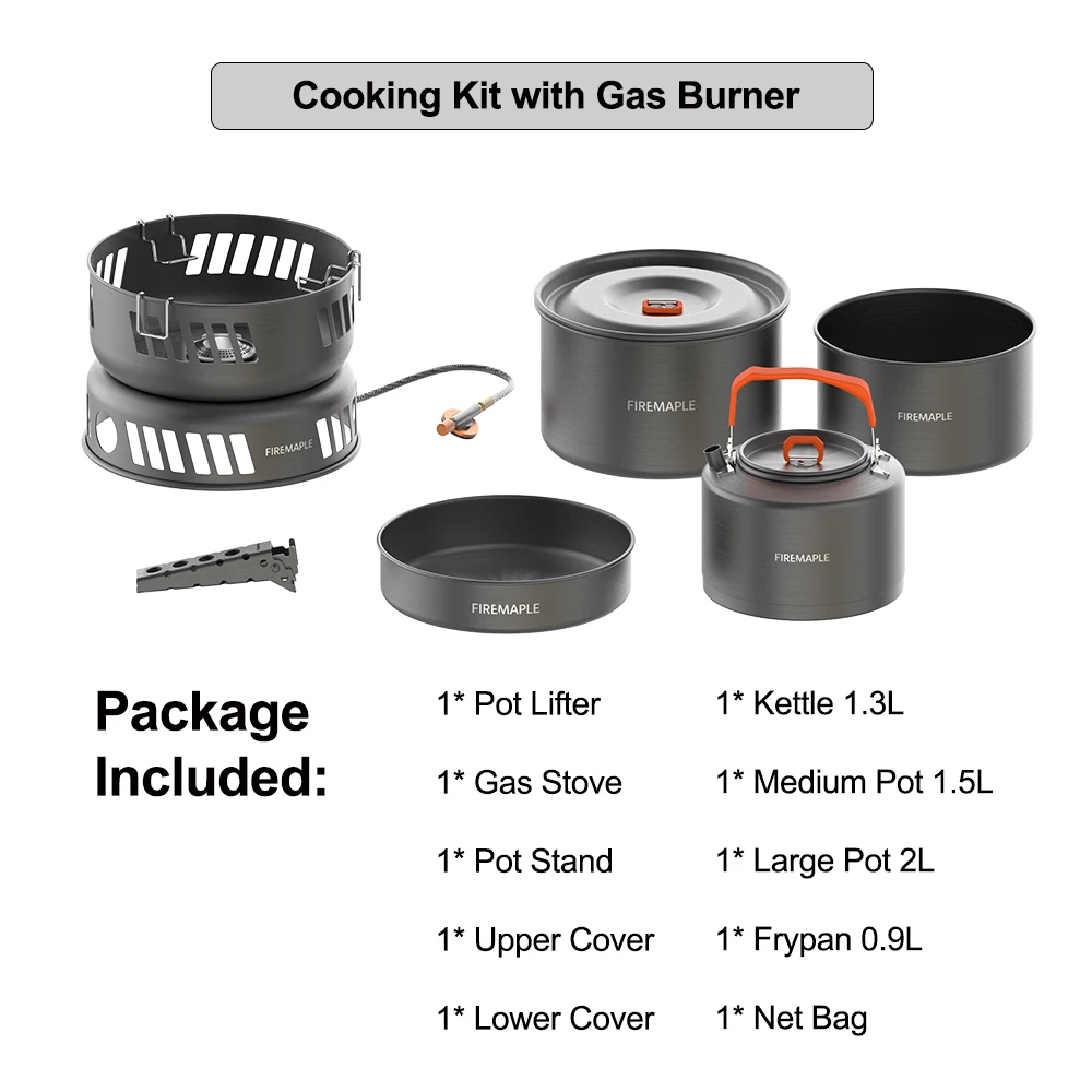Vuur-Esdoorn Kookpakket Met Gasbrander Kookgerei Set Outdoor Fornuis Kampeerpot Set Kooksysteem Voor Wandelen, Kamperen En Picknicken