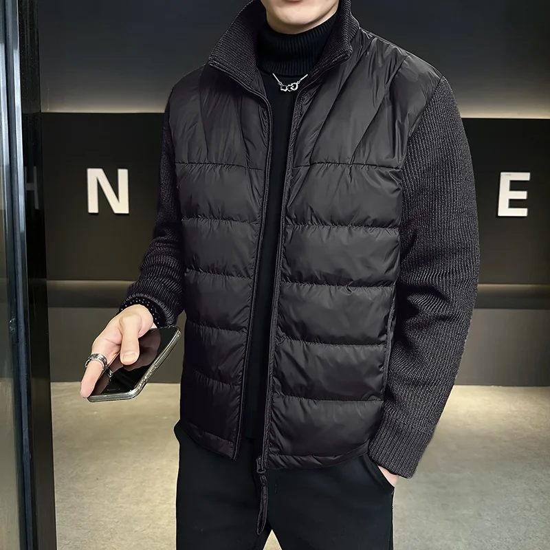 

New National Stand Men's ort down Jaet 90% Filling Knitted Splicing Lightweight Winter Coat Polyester Fiber Regular Fit