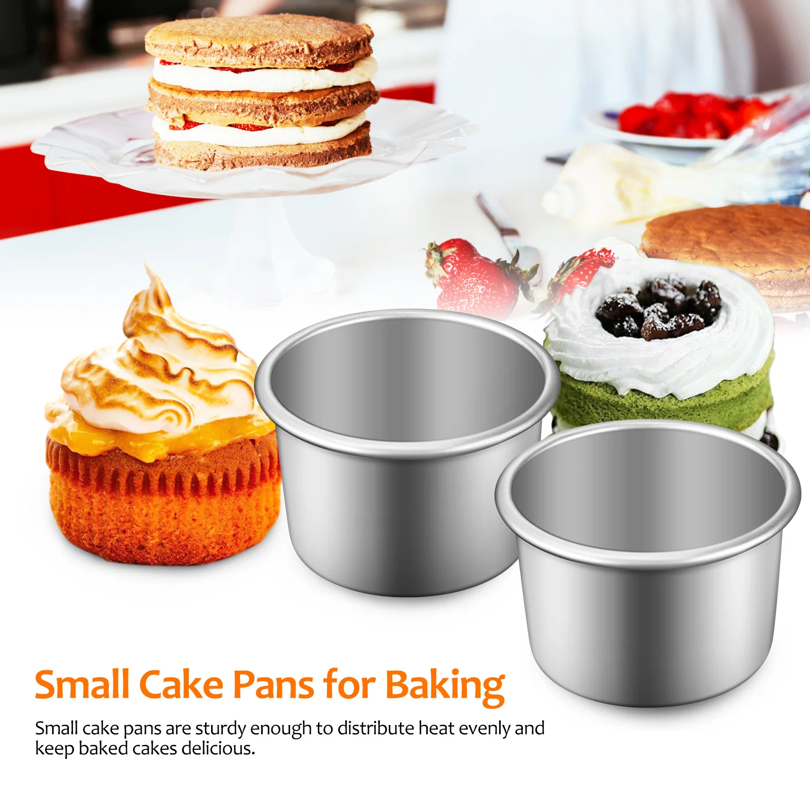 

4Pcs Aluminum Alloy Cake Pans Detachable Bottom Round Baking Molds for Cakes Tins Daily Baking Family Dinners Cake Pan