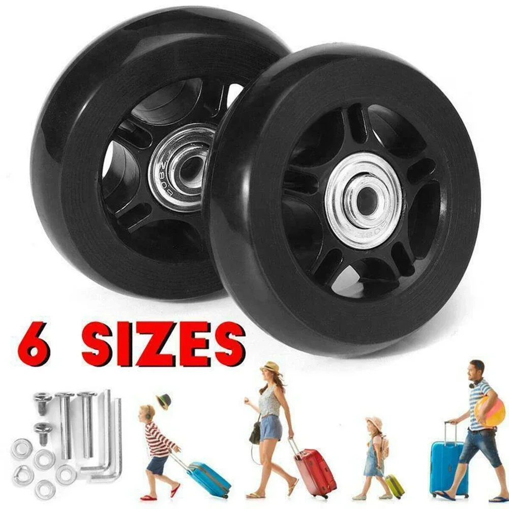 Luggage Wheels Repalcement Trolley Case Pulley Wheel 40-70mm Black Luggage Suitcase Replacement Wheels Repair Kit With Screw