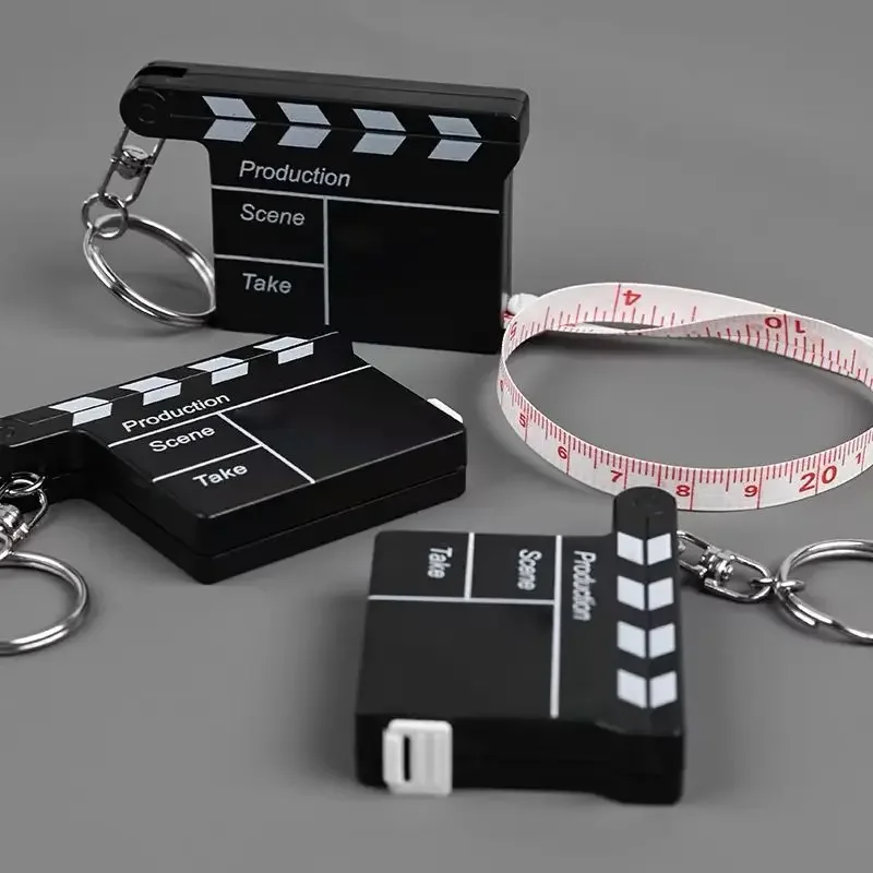 1.5m double-faced tape measure keychain key ring tools key chain creative plastic clapperboard keychain key holder portachiavi