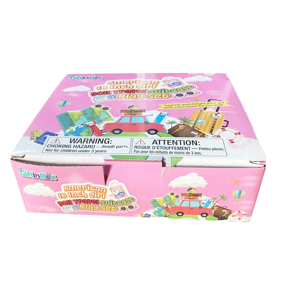 Purple American 18 inch Doll Clothes and Accessories - Suitcase Luggage , Shoes,Dress,Hangers,Socks Suit For 43cm Baby Girl Doll