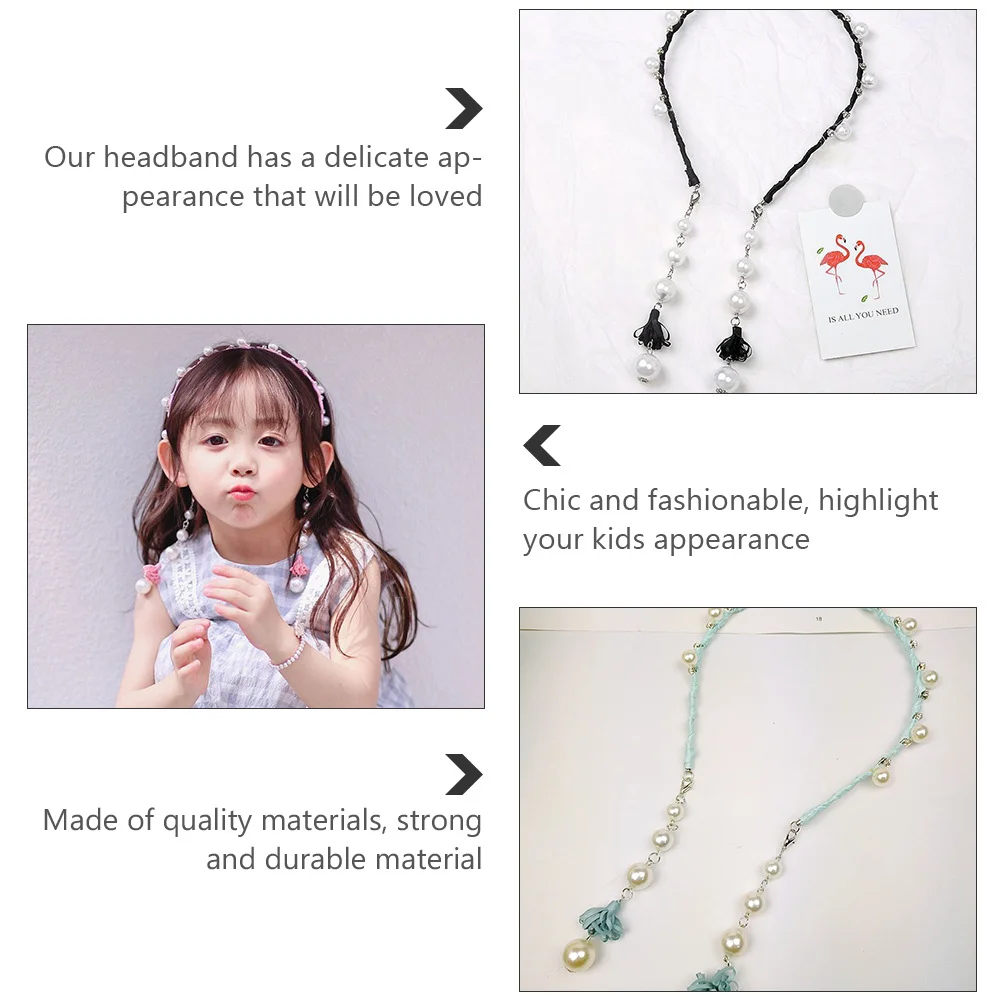 

3Pcs Fake Earrings Pearls Headband Kids Elegant Tassel Hair Jewelry Lightweight Comfortable Hair Accessory Girls Children