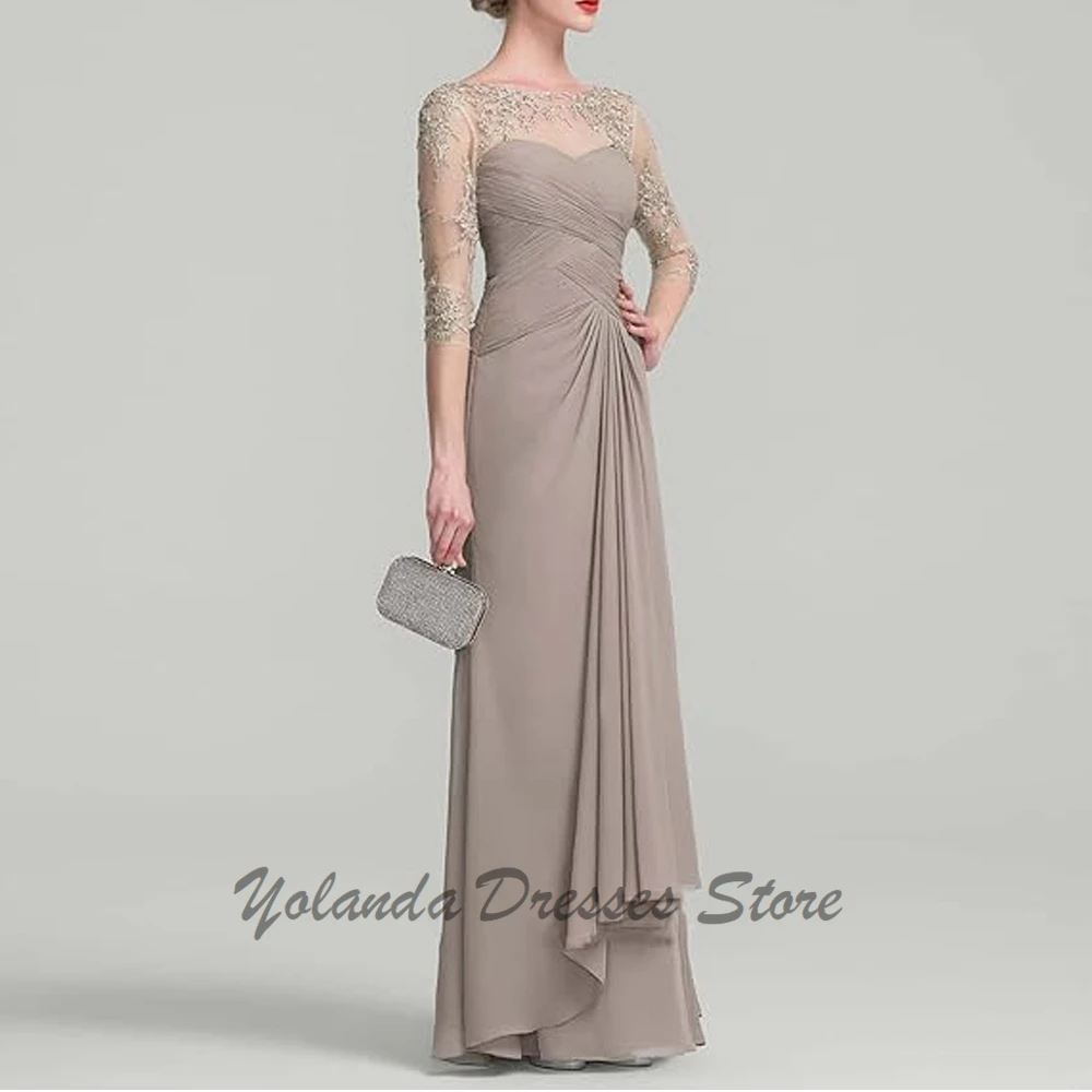 Elegant Sweetheart Neck Mother of The Bride Dresses Applique Lace Zipper Back Chiffon Formal Evening Gown Sequined Floor Length