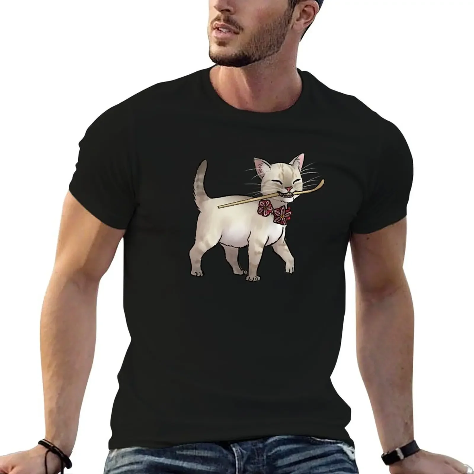 

Japanese Tea Ceremony Kitten - Matcha spoon thief Fitted V-Neck T-Shirt graphic shirts man clothes mens big and tall t shirts