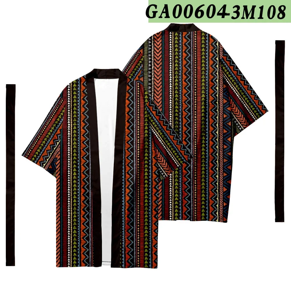 Men's Japanese Long Kimono Cardigan Women Samurai Costume Fashion Kimono Bohemian Striped Pattern Kimono Shirt Yukata Jacket