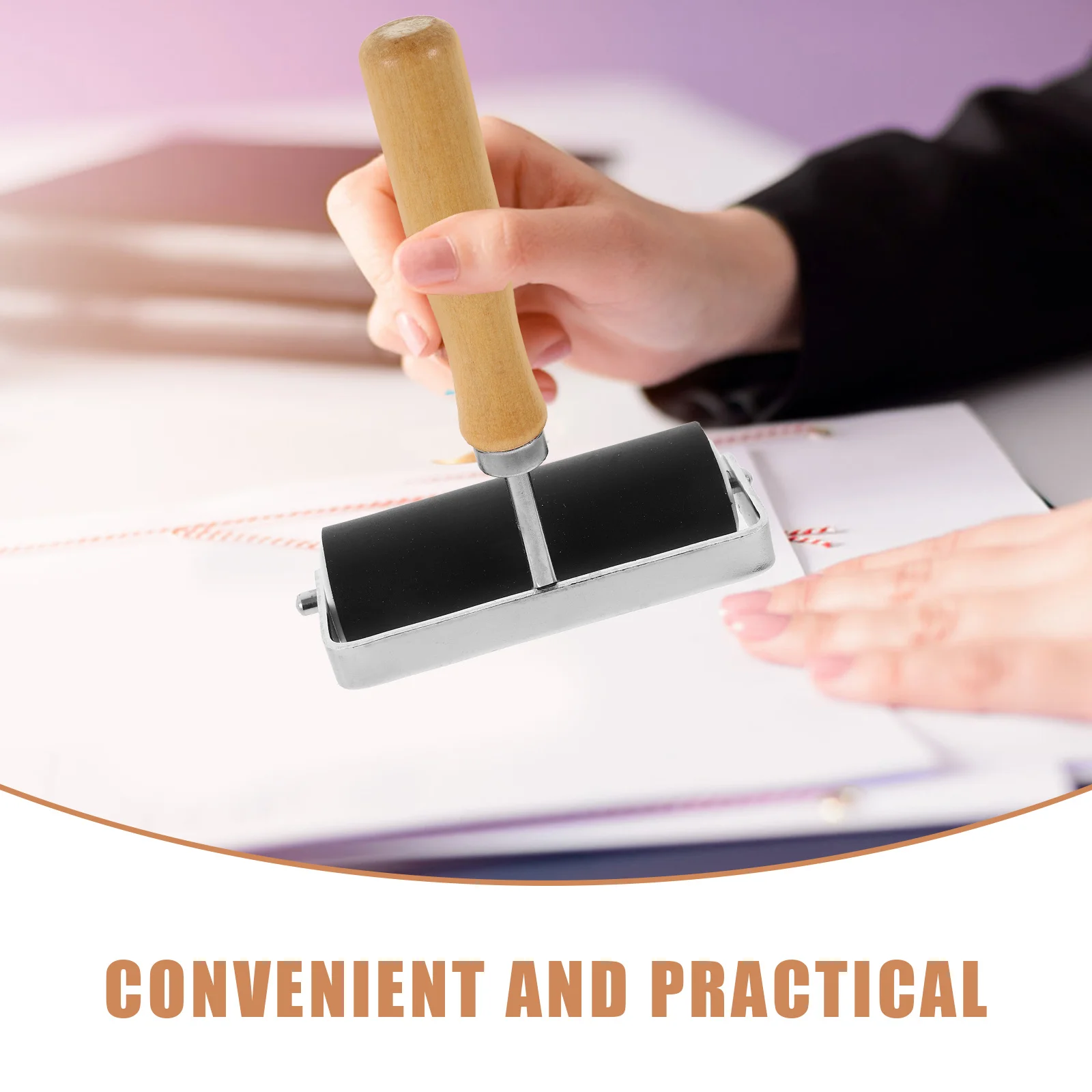 أسطوانة صناعة الطباعة بمقبض خشبي من المطاط لتطبيق الحبر الدقيق، طباعة سلسة، مشاريع حرفية فنية مريحة