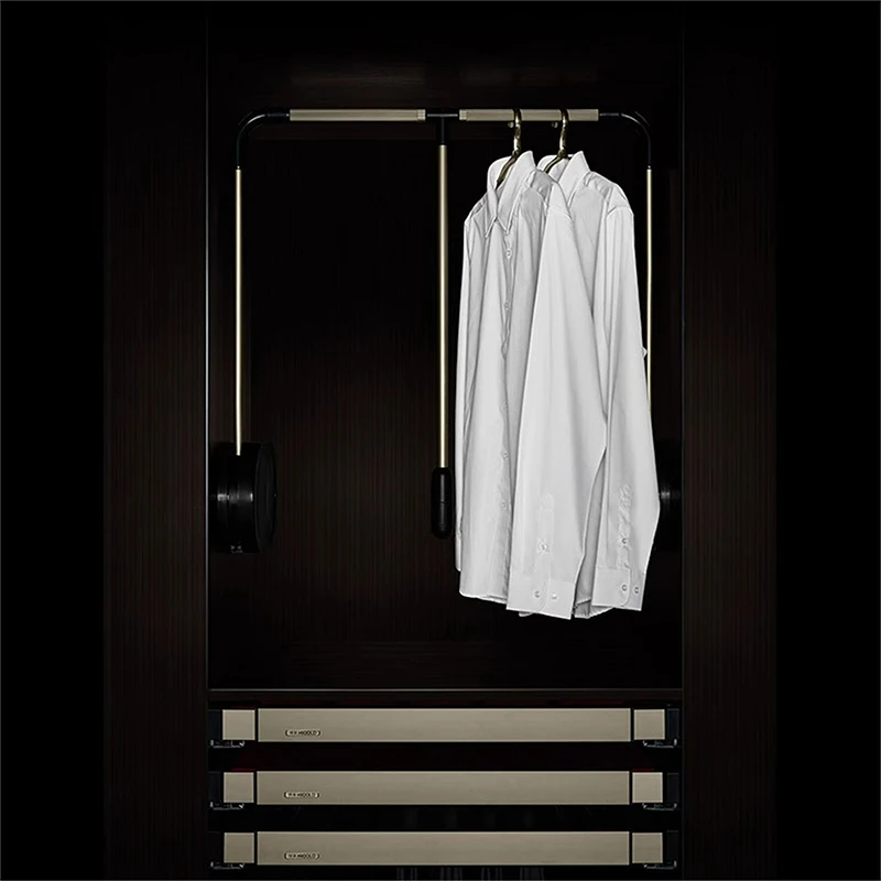 Premium Modern Damping Lift Down Clothes Rod With Bidirectional Buffer Silent And Adjustable Width For Wardrobe Closet System