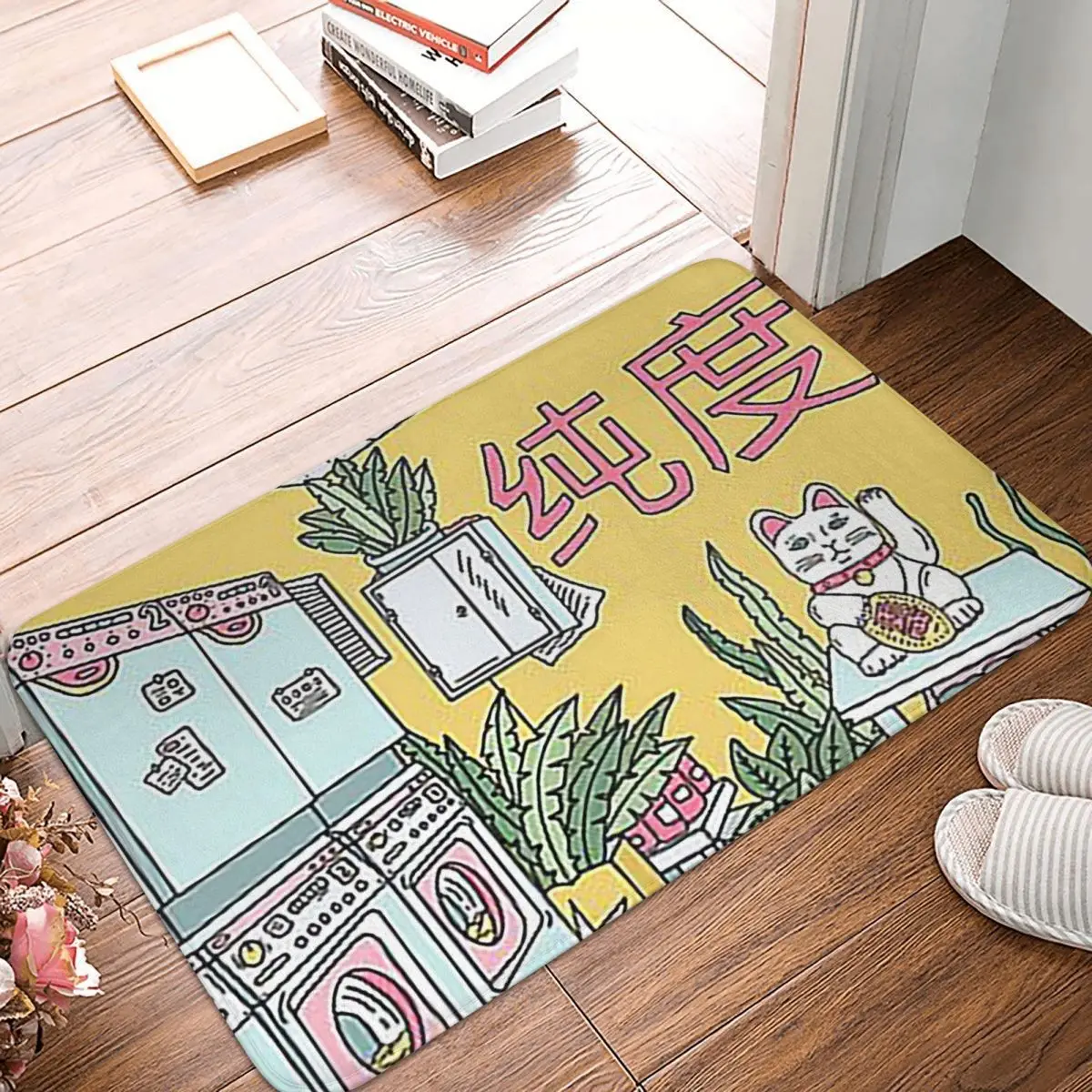 Maneki Wash Green Anti-slip Doormat Floor Mat Dust-proo Carpet Rug for Kitchen Entrance Home Bathroom Living room Footpad Mats