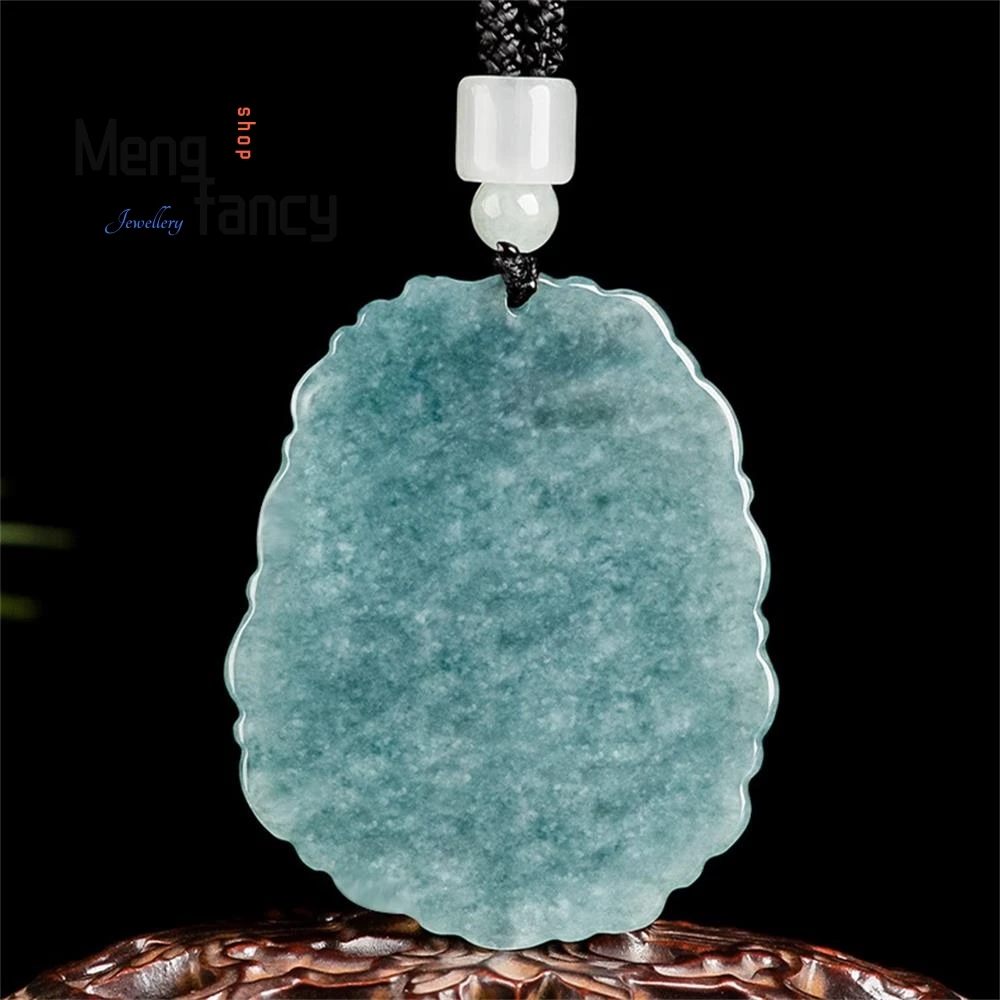 Natural A-goods Jadeite Blue Water Zodiac Dragon Business Prosperity Attracting Wealth Pendant Personalized Fashion Fine Jewelry