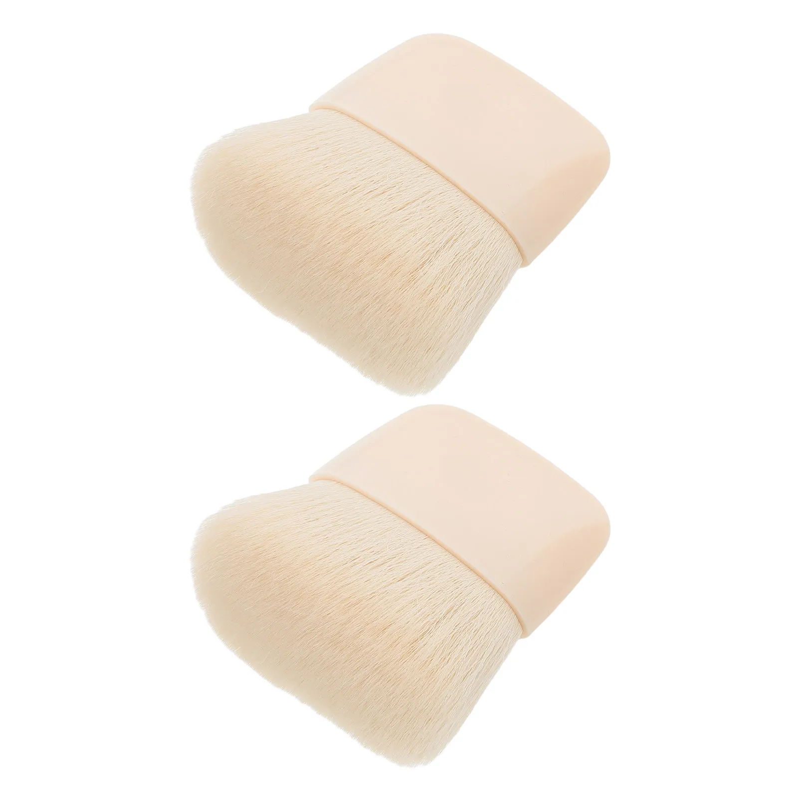 2Pcs Mini Makeup Brush Set Portable Travel Size Soft Face Brushes Flat Powder Blush Brush Multi Purpose Compact Makeup Brushes