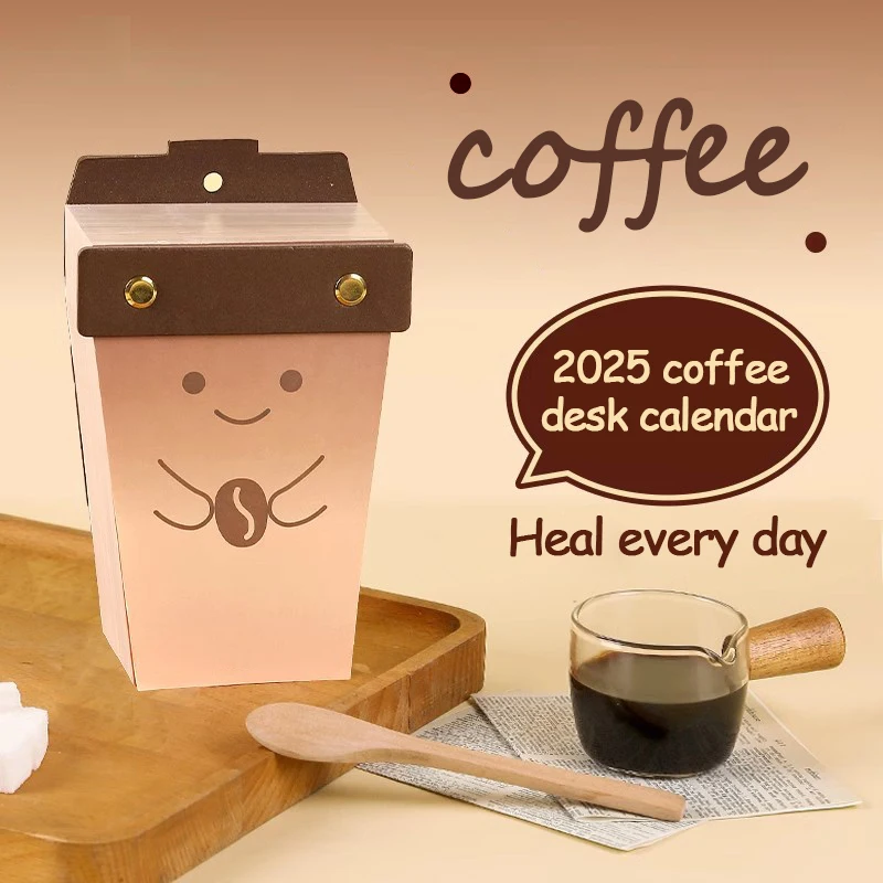 2025 new coffee calendar creative desk calendar mini calendar office desktop widget simple cute ins literary notepad calendar