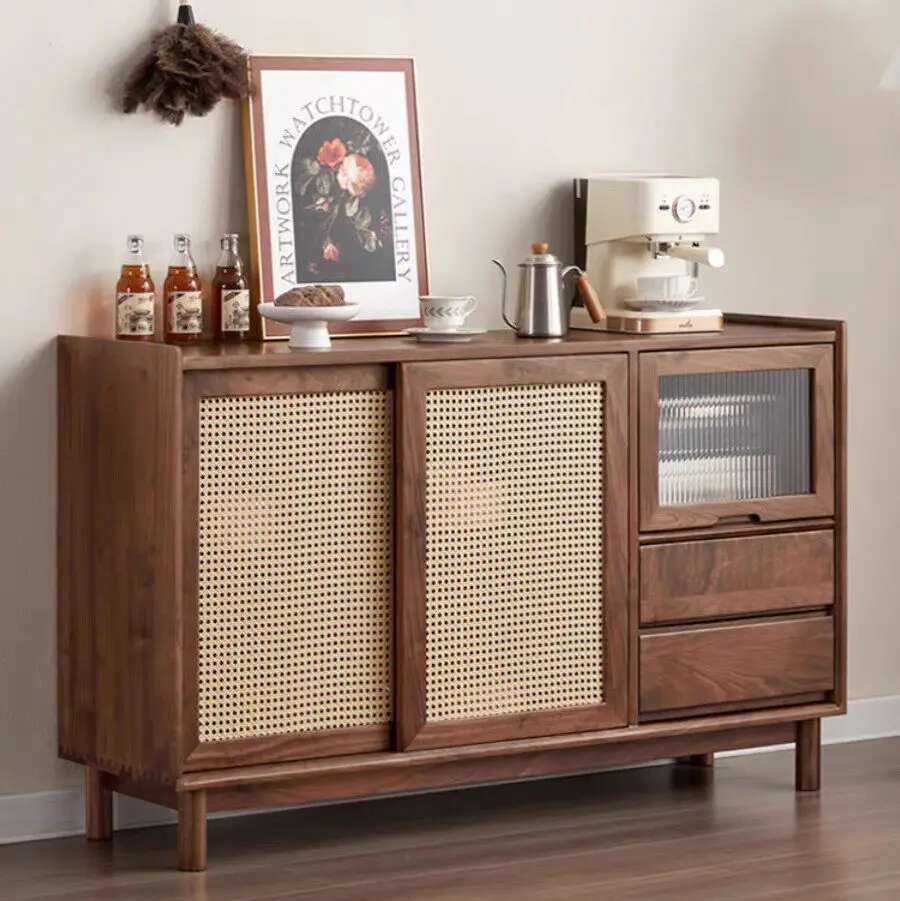 

PYJ retro solid wood multi-functional storage simple living room entrance wall side cabinet