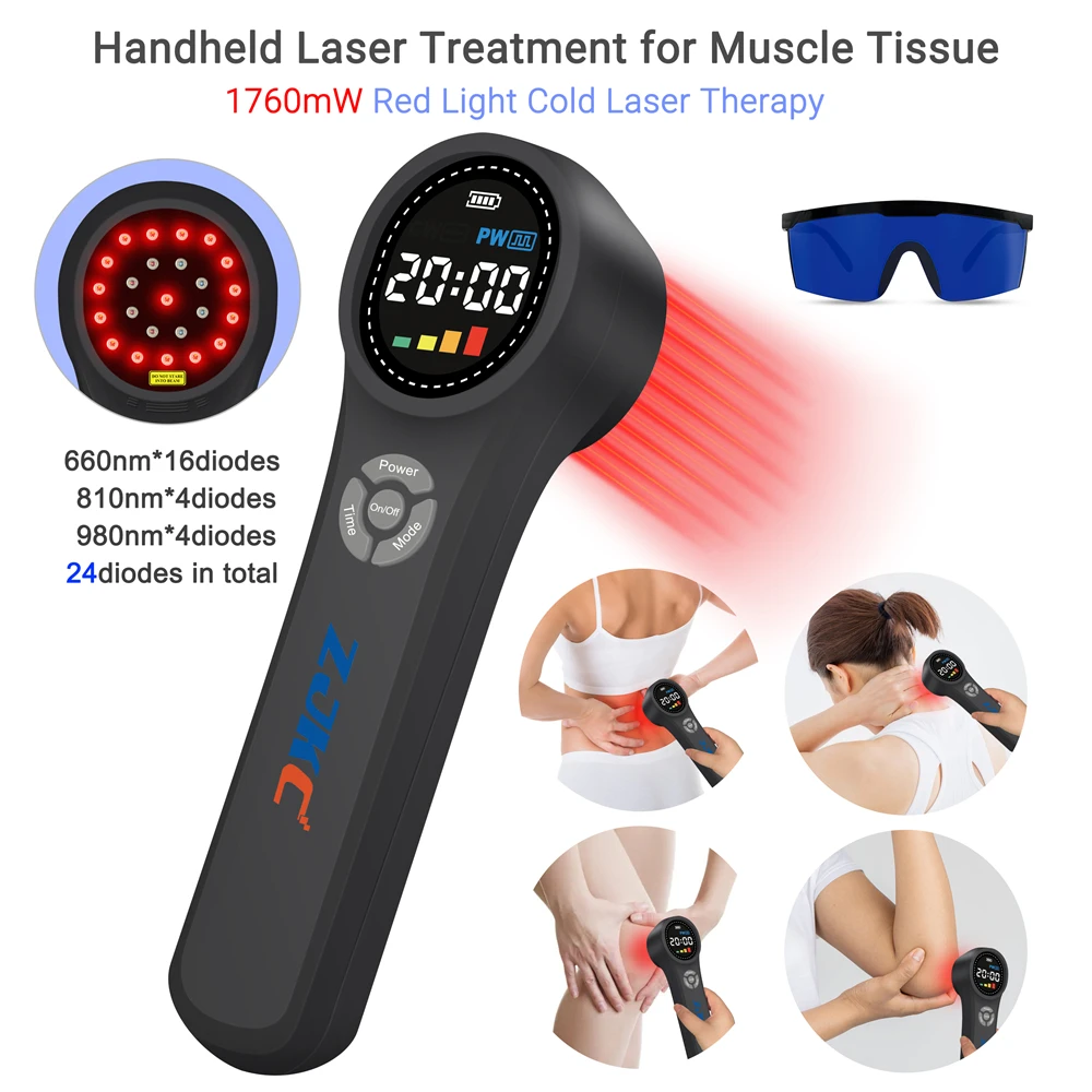 ZJKC Cold Laser Machine for Back Pain Relief Laser Treatment for Nerve Pain Arthritis Diminish Inflammation 980nm 810nm 660nm