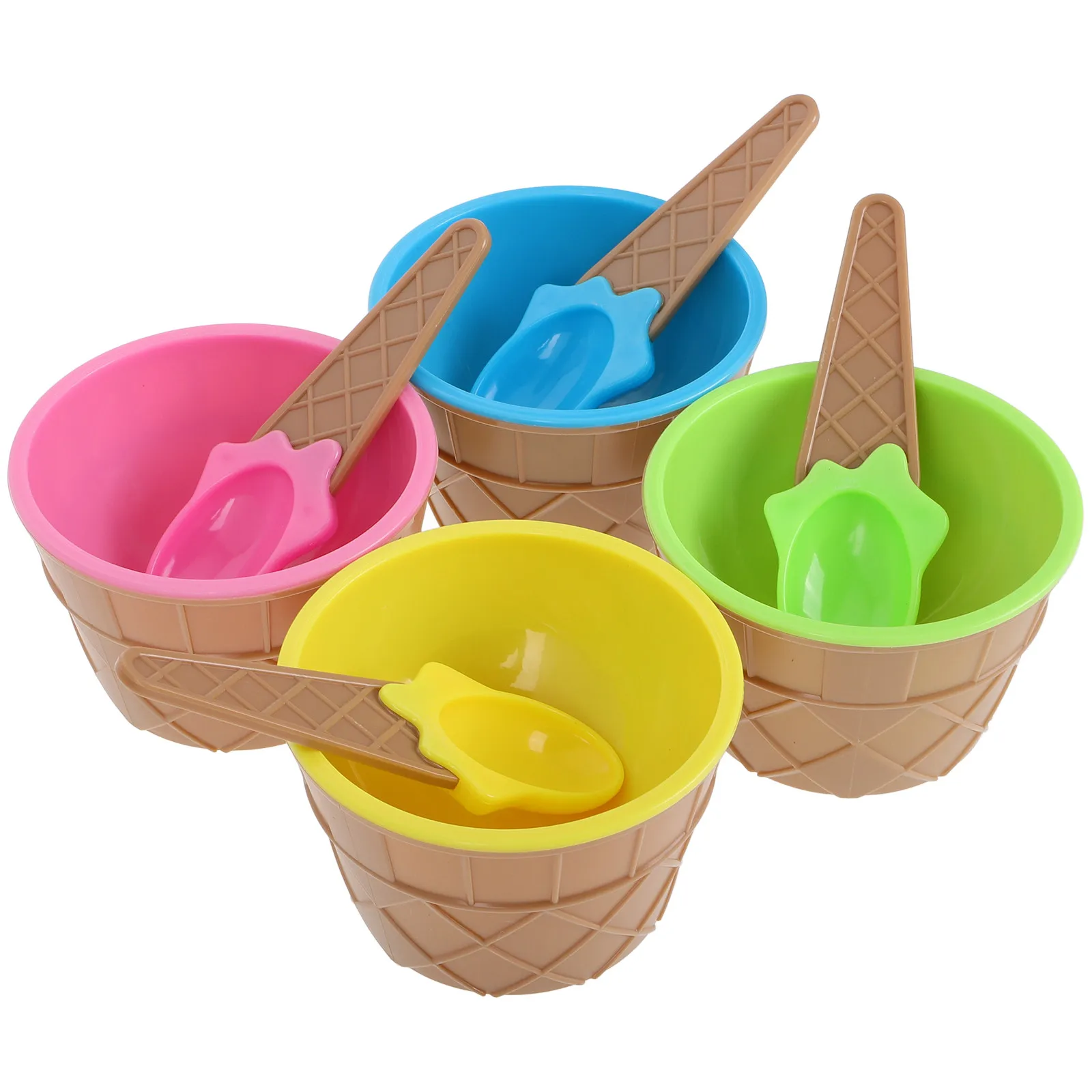 

4 комплекта мультяшных контейнеров для мороженого, двухслойные десертные стаканчики из ПП, универсальные стаканчики для пудинга для вечеринок, подставки для кексов из ПП