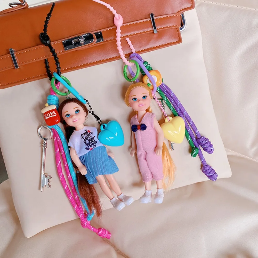 Pendant Key Ring DIY Change Clothes Bag Charm Cute Doll Couple Keychain Bag Hanging Backpack Accessory Ornament Gift for Barbie