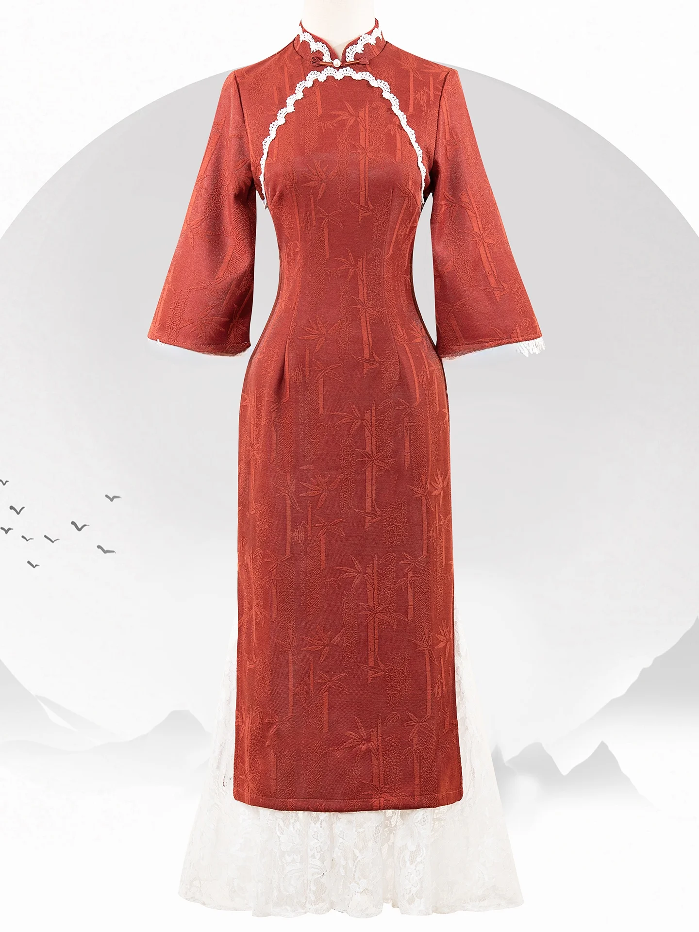 robe-qipao-midi-rouge-a-manches-longues-pour-femme-style-vintage-pour-mariage-quotidien-et-Ete