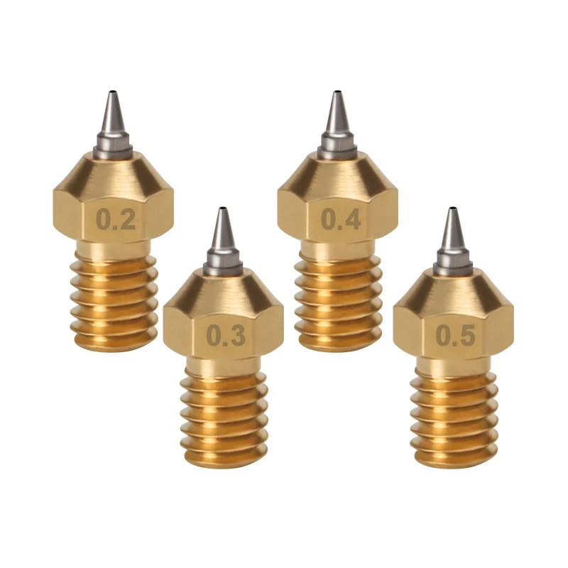 1/2pcs 3D Printer Nozzle E3D Brass Nozzle, with Stainless Steel Tip Assembled Nozzle with Interchangeable 0.2/0.3/0.4/0.5/1.75mm