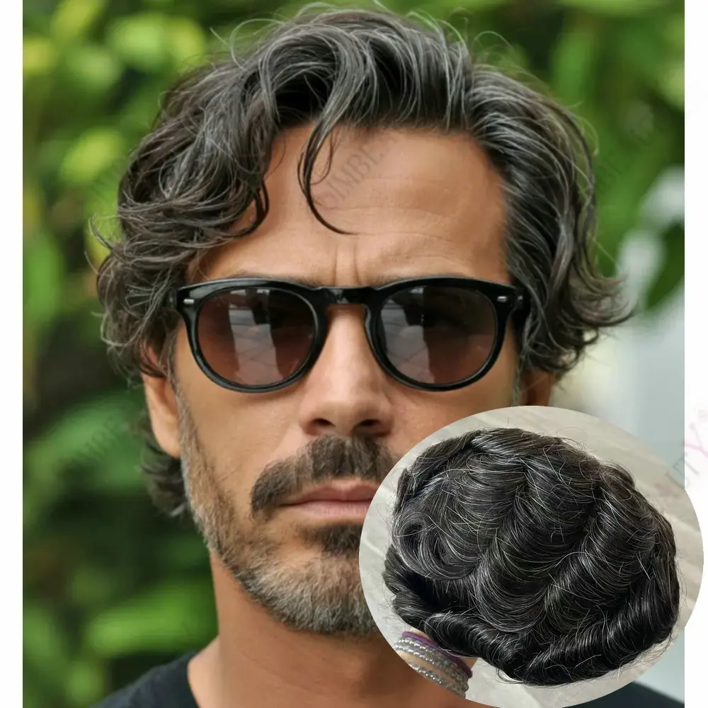 Natural Hairline Thin Skin PU Toupee Hair For Men Remy Human Hair Men's Capillary Prothesis Durable Hairpiece Replacement System