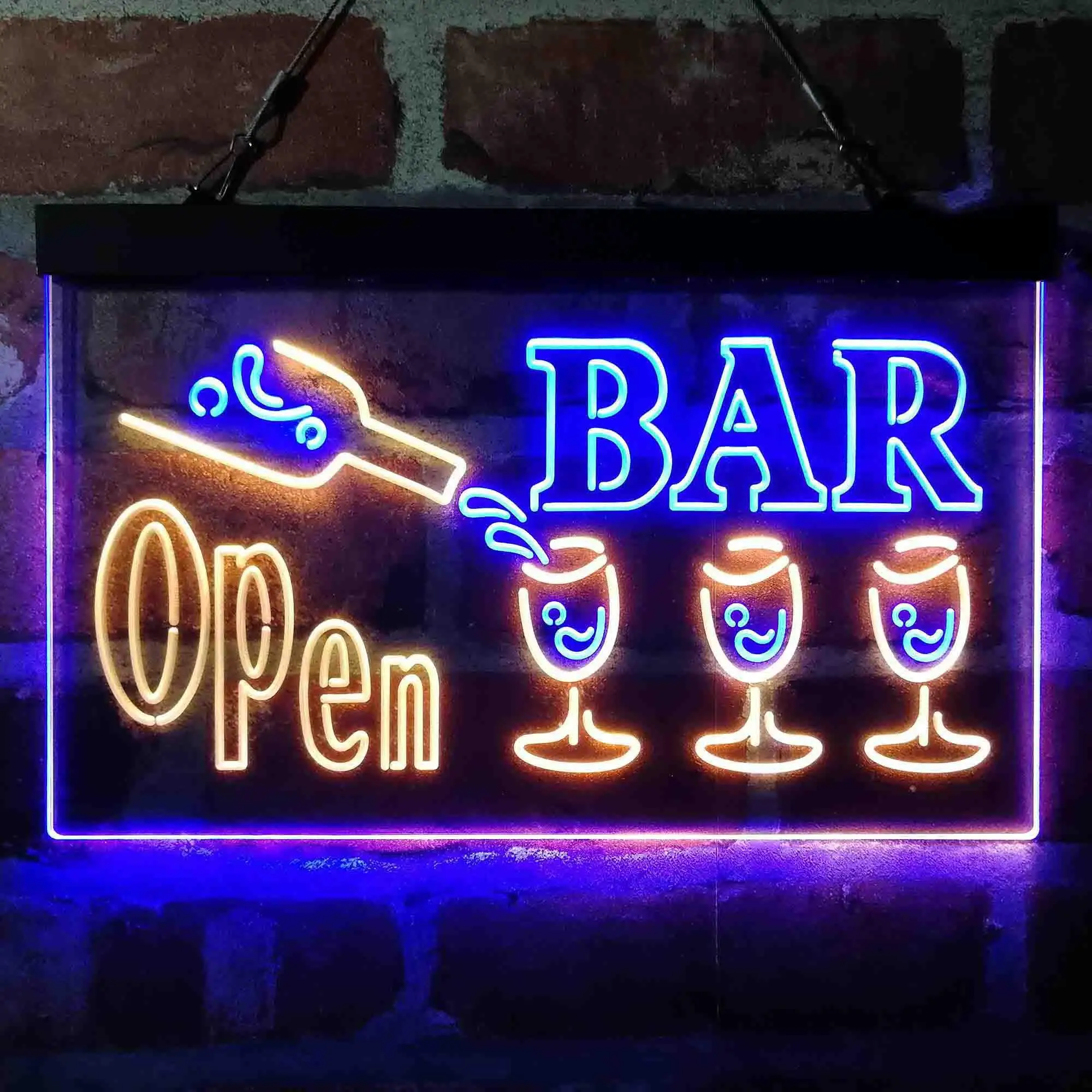 

Bar Open. Pouring Wine to Glasses Dual Color Led Neon Sign st6-i4076