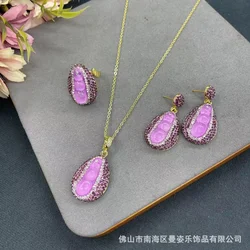 New string beans rich beans purple clay inlaid three-piece personalized jewelry original design trend hot sale