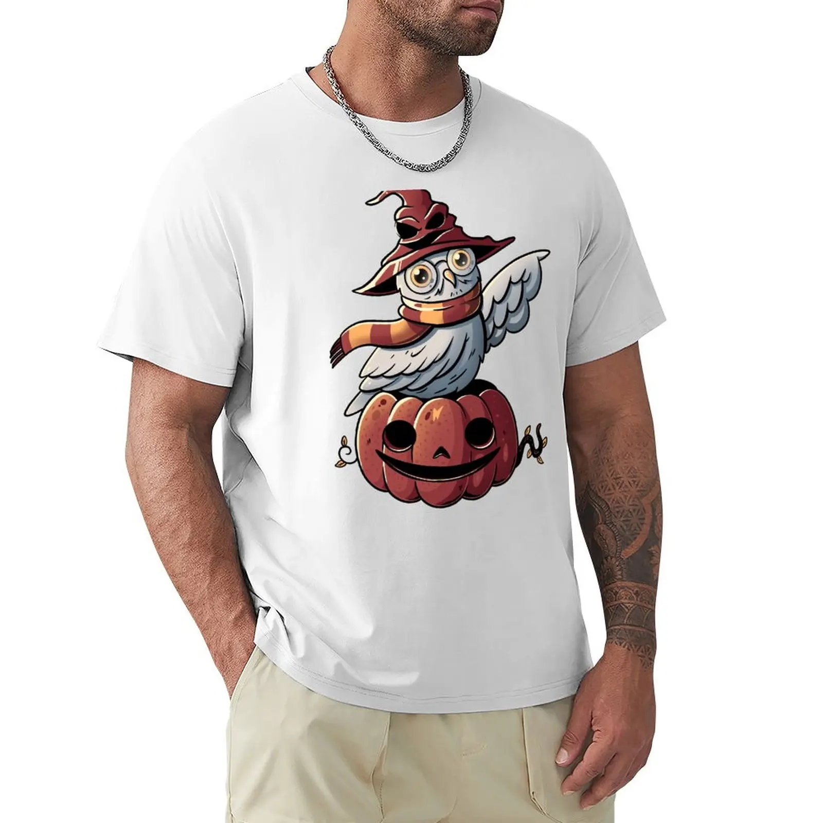 Spooky Magic - Cute Pumpkin Owl Halloween T-Shirt Casual All Match Short Sleeve T-Shirt