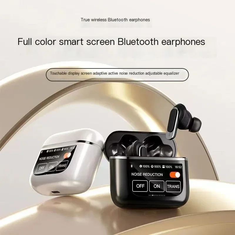 V8 full color screen earphones HiFi in ear active noise cancellation LCD IPX4 waterproof sports earbuds