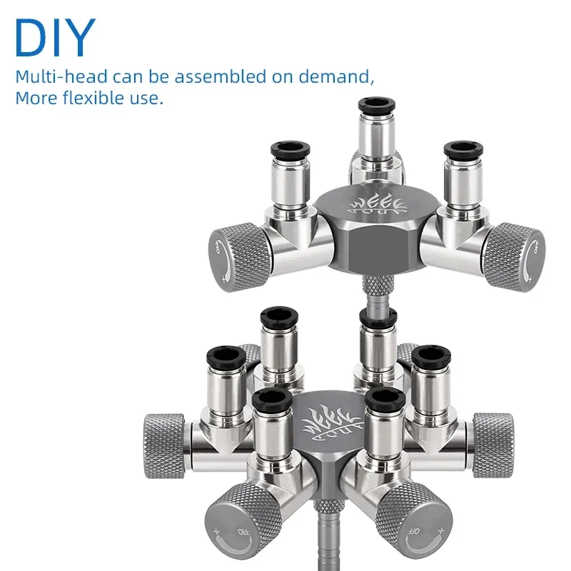 Week Aqua Fish Tank Stainless Steel CO2 Equipment Carbon Dioxide Shunt Multi-Pass Splitter 2/3/6heads Quick Plug Air Outlet