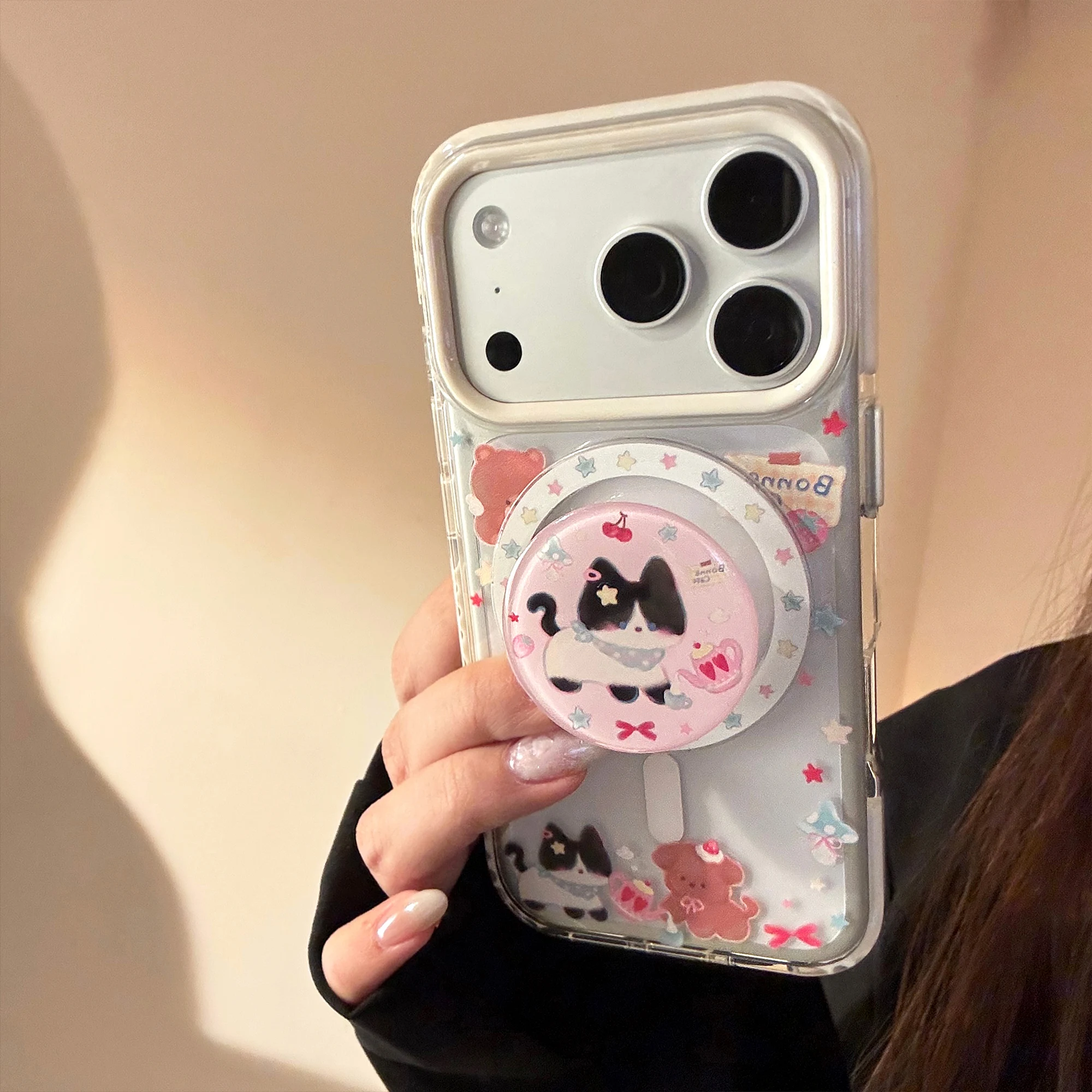 

Cute pink scarf cat Case for iphone,Supports wireless charging, lightweight and shockproof, suitable for iPhone series