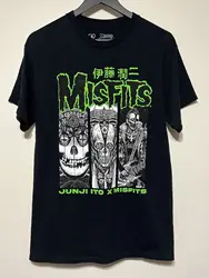 Misfits X 준지 이토 티셔츠, M 사이즈 블랙 펑크 밴드 티, 고스 메탈