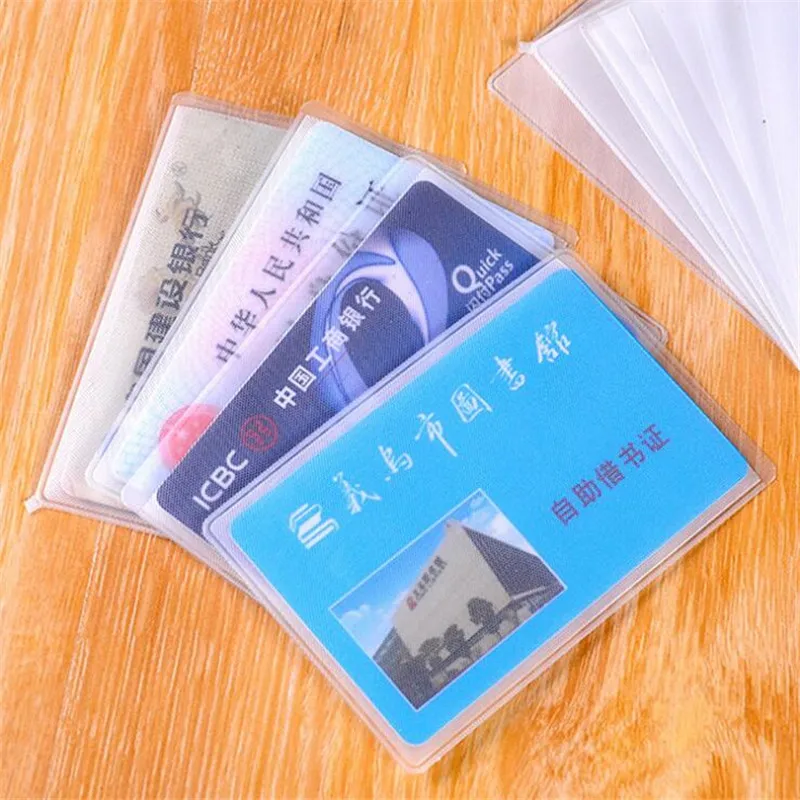 10pcs PVC Transparent Card Holder Bus Business Case Bank Credit ID Card Holder Cover Identification Card Container Holder