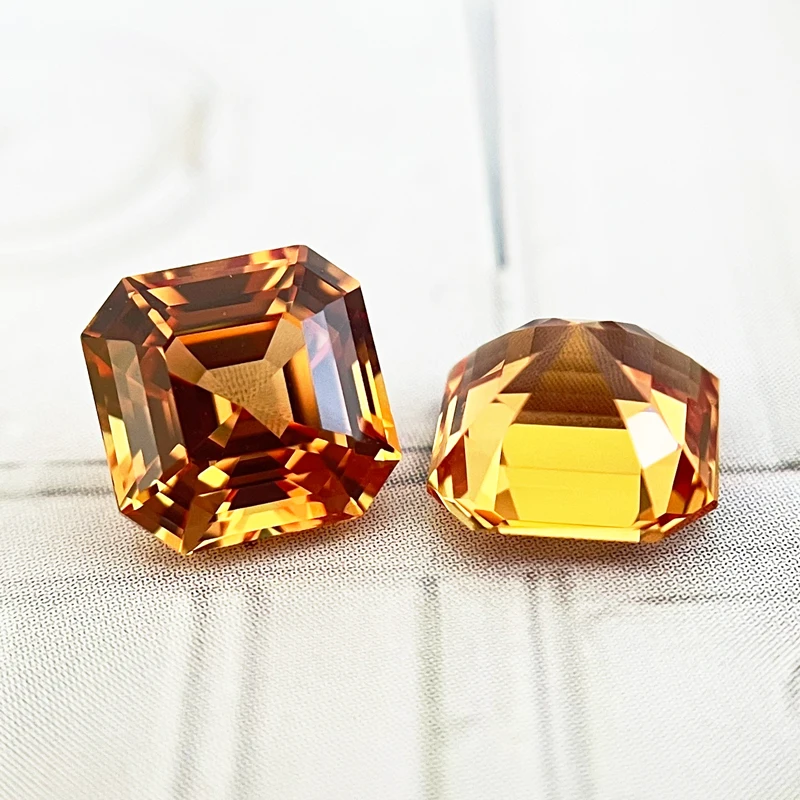 

Top Lab Grown Sapphire Orange Square Asscher Cut VVS1 Gemstone Charms DIY for Jewelry Making Material Selectable AGL Certificate