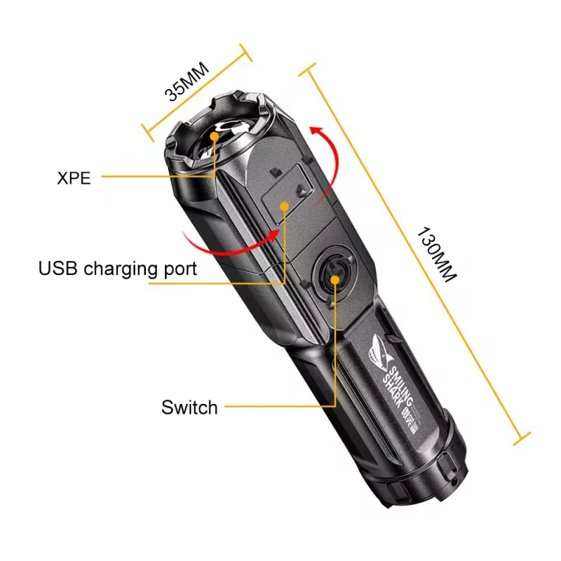 Powerful LED Flashlight Rechargeable USB 18650 Waterproof Zoom Fishing Hunting 100000 Lumens Tactical Flashlight LED Flashlight