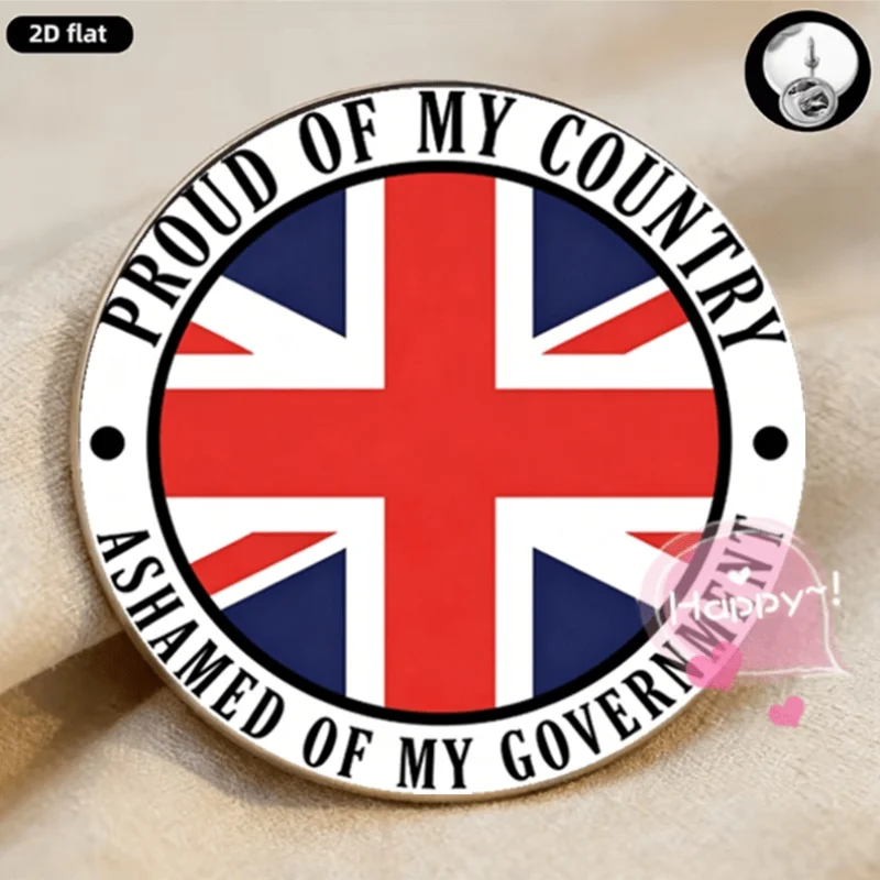2D Plane Style, 1pc of Fun Attitude British Flag Metal Brooch 