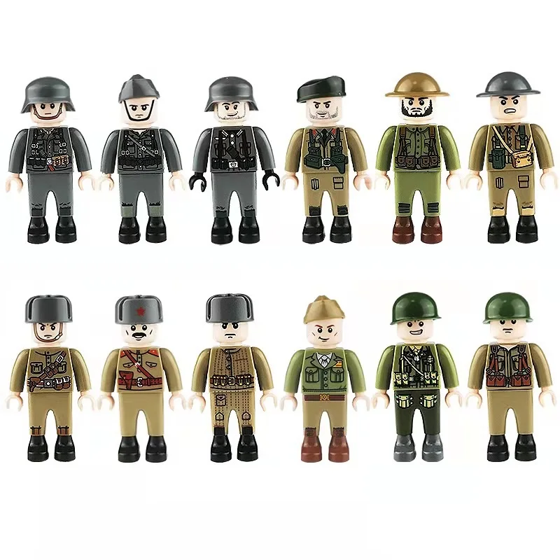 12 teile/sätze WW2 Militär Soldaten MOC 4,5 cm Menschen Bausteine Mini Action-figuren Ziegel Spielzeug für Jungen Geschenk Spielzeug keine Playmobi
