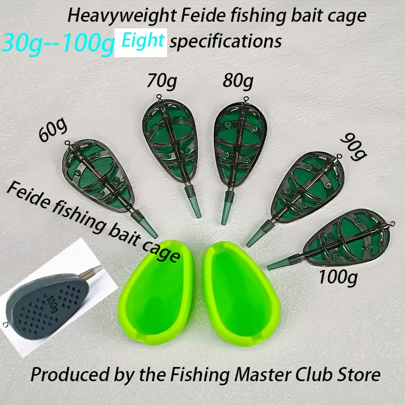 Jaula de cebo de pesca de alta resistencia 30G-100G. Pesca de carpa, jaula de cebo de carpa con molde: para aparejos y pesca de alimentación. Jaula para cebo Feide de alta calidad, Nest Maker, estructura duradera. Herramientas de pesca de alta calidad, ac