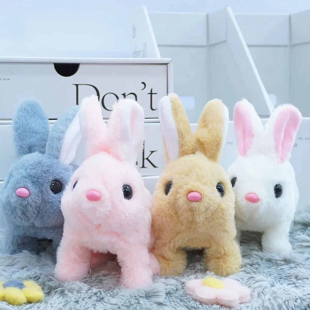 Simulated Bunny Plush Doll Walks and Makes Sounds Soft Fur Electric Rabbit Plush Toy Unique Electric Little Tie-Dyed Rabbit Doll