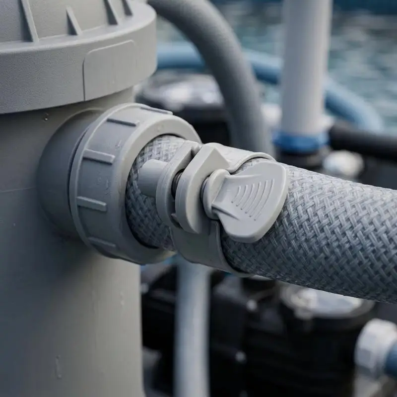 Korrosionsbeständige, verstellbare Kunststoff-Schlauchklemmen 1/4 Stück für die Installation von Wasserschläuchen in oberirdischen Schwimmbecken – Detail 7