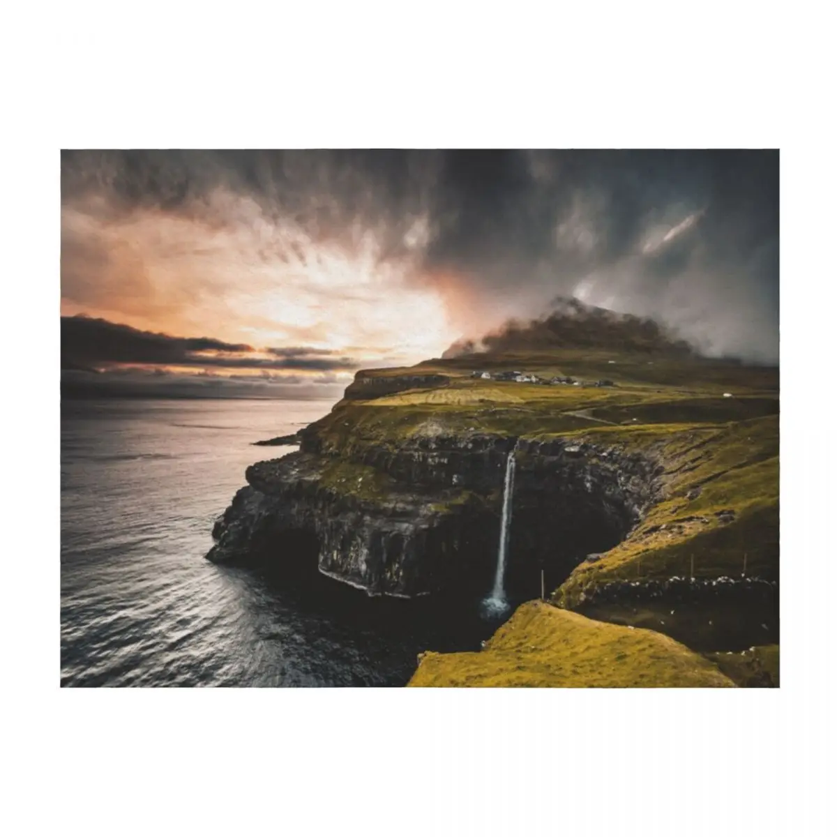 

view of gasadalur at faroe Throw Blanket Sofa Flannels Soft Big Luxury Brand Blankets