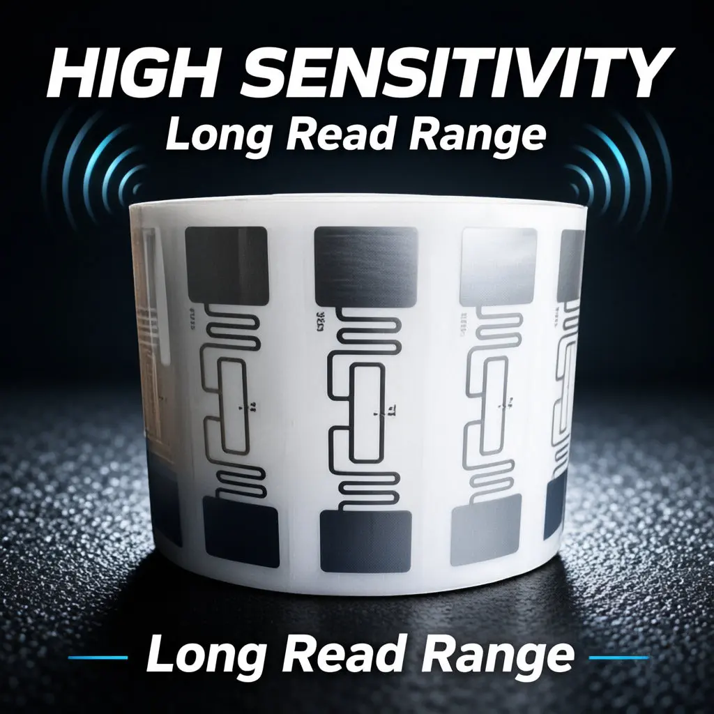 Passive Uhf Rfid Label Nxp Ucode 8 Chip Long Read Range Sticker Tag for Warehouse Inventory Asset Tracking 860-960Mhz