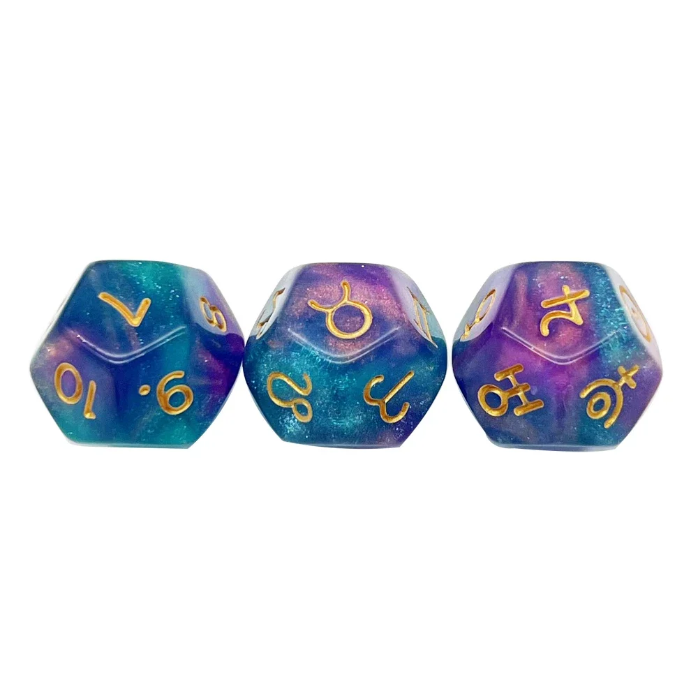 3Pcs/Set Polyhedral Horoscope Astrology Dice D8 D12 for Astrology Tarot Game Kid Tarot Cards Accessories