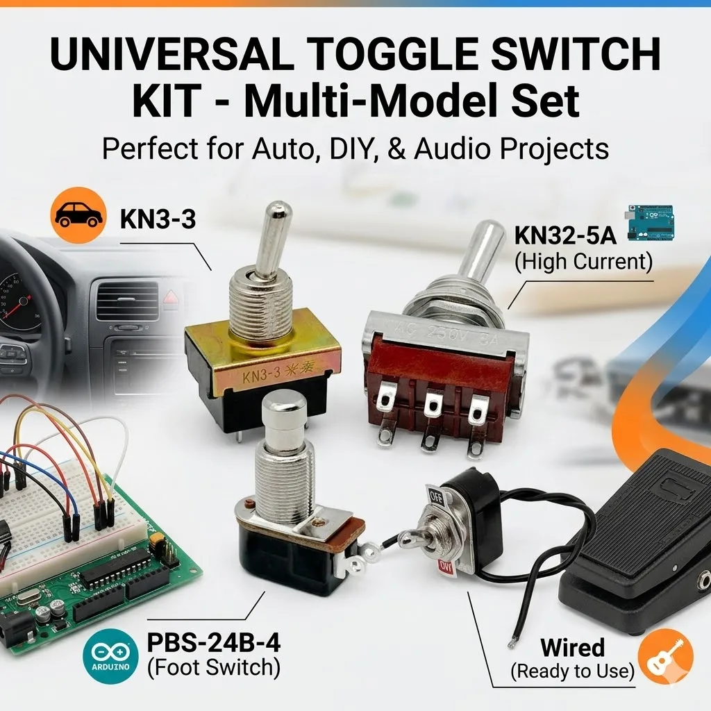 

KN32 KN3-3 Toggle Switch SPST Momentary Foot Switch Normally Open Stomp Box Push Button Footswitch for Guitar Effect Peda ON-OFF